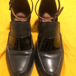 Block heels with a buckle ankle strap